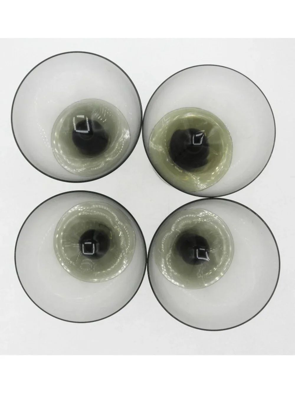 Hand Blown Mexican Crystal Smoky Olive Green Water Goblets Set of 4 UNKUNK180